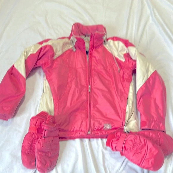 Obermeyer Pink Ski /Winter Coat w/ gloves Girls 14 - Picture 1 of 11
